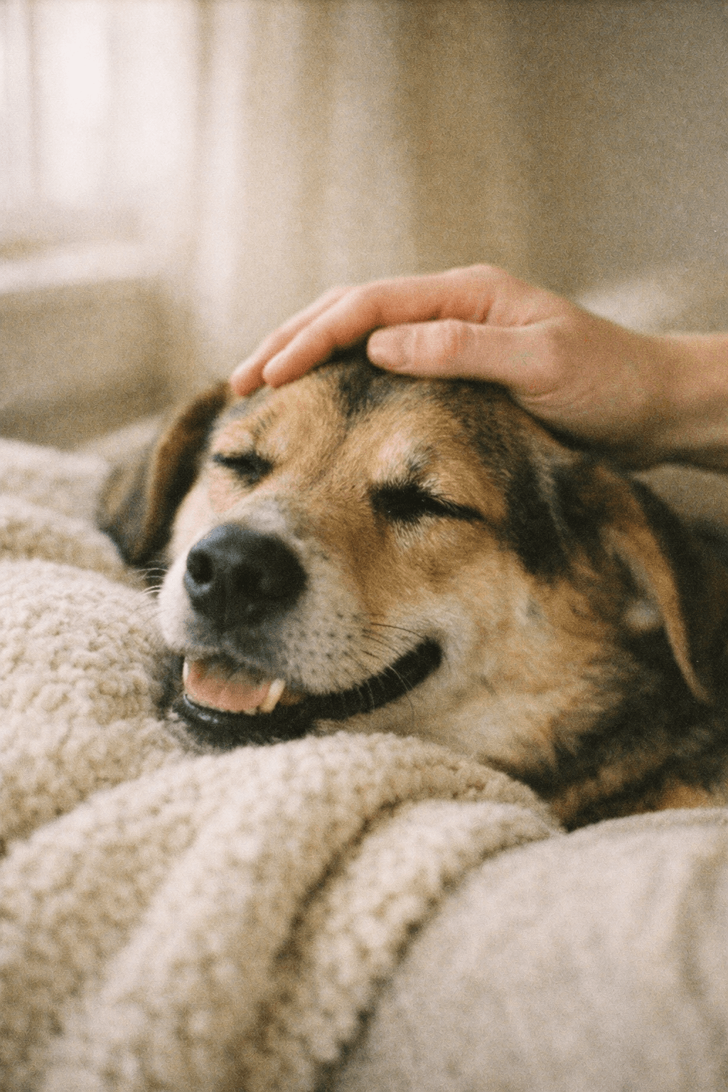 A rescue dog settled happily in their new UK home.
